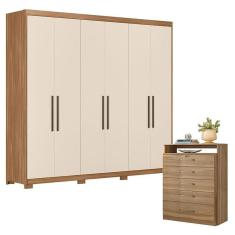 Imagem de Cômoda Triunfo e Guarda Roupa Casal Venice 62780PE Amendola Touch Off White com Pés - Demóbile