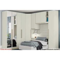 Imagem de Quarto Casal Modulado Seletto 6 Peças (1 Armário Aéreo + 4 Guarda Roupas + 1 Complemento) QCM70 Areia - Henn