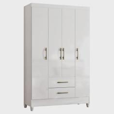 Imagem de Guarda Roupa Solteiro 111cm 4 Portas Évora M07 Branco - Mpozenato