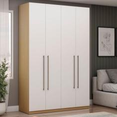 Imagem de Guarda-Roupa Solteiro Infinity 4 Portas 3 Gavetas Savana/Branco - Geni