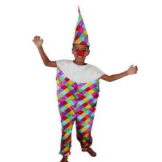 Imagem de Fantasia Macacão Palhaço Pierrot Infantil Palhacinho Regata Masculino 