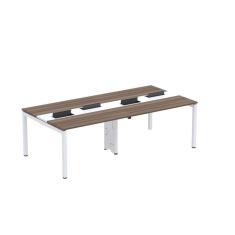 Imagem de Mesa de Plataforma dupla para 4 Pessoas Corporativa 120X120/4P PDC12/12/4P Walnut/Branco
