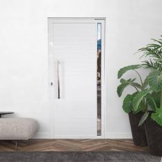 Imagem de Porta Pivotante de Alumínio 210 x 120cm com Puxador e Vidro Veneza Esquadrias Bergame Branco