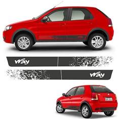 Imagem de Faixa Lateral Fiat Palio Way 2014, 2015 e 2016 Adesivo Grafite