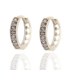 Imagem de Brinco de Argola Click Com Zircônias Em Ouro Branco 18k Segundo Furo
