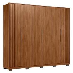 Imagem de Guarda Roupa Casal Ripado Atrice 6 Portas Nogueira Touch Com Pés Demób