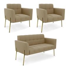 Imagem de Sof  Namoradeira E 2 Poltronas P  De Ferro Dourado Elisa Sued