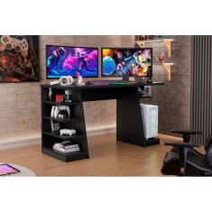 Imagem de Mesa Gamer Escrivaninha Max Para Escritório Quarto Preto - Rede Móveis