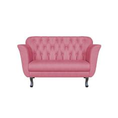 Imagem de Namoradeira Decorativa Dália Suede Rosa 2 Lugares Pés Madeira Ms Decor