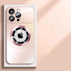 Imagem de Capa de telefone de proteção total com lente de vidro fosco para iPhone 11 12 13 14 Pro Max Capa magnética para celular, rosa, para iPhone 13