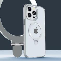 Imagem de Capa de telefone com suporte de anel magnético para iPhone 14 13 12 Pro Max Cover Carregamento sem fio Celular de metal à prova de choque, transparente fosco, para iPhone 13