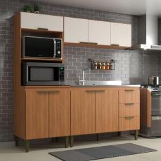 Imagem de Cozinha Completa Bia 8 Portas 3 Gavetas Freijó/Off White - Jcarvalho