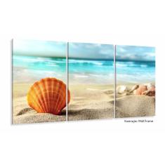 Imagem de Quadro Decorativo Mar e Praia 120x60 em tecido 3 peças