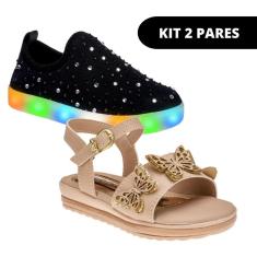 Imagem de Kit 2 Sandália Tênis Infantil Sapato Feminino Menina Escolar-Feminino