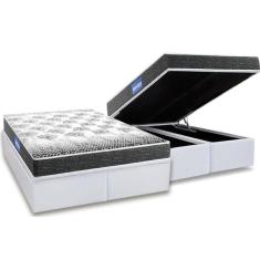 Imagem de Cama Box Baú King: Colchão Espuma Probel D23 Guarda Costas Black + Base CRC Courano White(193x203)