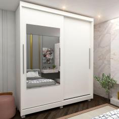 Imagem de Guarda Roupa 2 Portas Com Espelho k/PÉS Agata Branco - Gelius