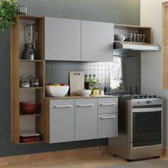 Imagem de Armário de Cozinha Compacta 180cm Rustic/cinza Easy Madesa