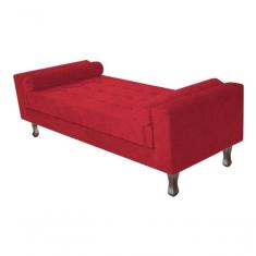Imagem de Recamier Baú Félix Solteiro 100cm Suede Rosê - Amarena Móveis Cor Vermelho