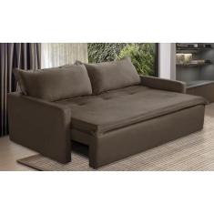 Imagem de Sofá Sem Caixa Retrátil E Reclinável 1,85M Com Molas Luzia Suede Marro