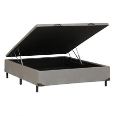 Imagem de Base Cama Box Casal com Baú 138x188x30 Corino Linho Cinza Dancar
