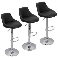 Imagem de Kit 3 Banquetas Milano Carmel Estofada Girat ria C/ Regulagem