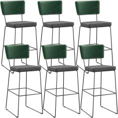 Imagem de Kit 06 Banqueta Alta Allana L02 Verde Musgo Cinza Escuro