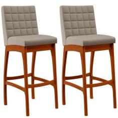 Imagem de Kit 02 Banquetas Altas Para Cozinha Sala de Jantar Fixa Mila B04 Linho