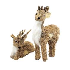 Imagem de Rena De Palha Natalina 31/16cm Enfeite De Natal Kit 2pc