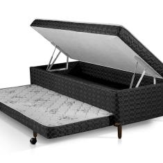 Imagem de Cama Box Solteiro 3 em 1 Elite Teen Branco e Preto