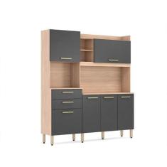 Imagem de Cozinha Compacta 6 Portas 2 Gavetas Select Avena Grafito Demobile