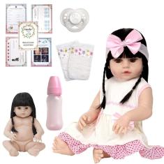 Imagem de Boneca Reborn Silicone Gatinha Menina Realista Vários Itens
