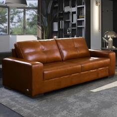 Imagem de Sofá Decorativo 2 Lugares Turim 200cm Couro Conhaque G58 - Gran Belo