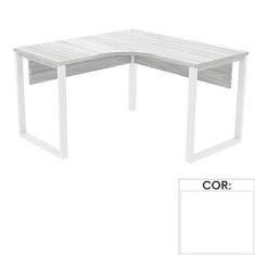 Imagem de Mesa de Escritório em L Pé Tubular Pe25 em Mdp 145 x 145 x 60 cm Branca com Base Branca