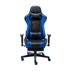 Imagem de Cadeira Gamer Giratória Regulável em Couro MVP Fratini Preto/Azul