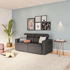 Imagem de Sofá 3 Lugares Retrátil e Reclinavél Brunsvique Suede Grafite 180 cm