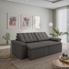 Imagem de Sofá Cama Retrátil e Reclinável 4 Lugares 240cm Linho com Molas Palmeira Cabecasa Madeiramadeira