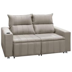Imagem de Sofá Retrátil E Reclinável Madri 2l. 160cm C/molas - Veludo Bege Marfim