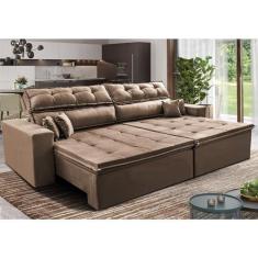 Imagem de Sofá Retrátil e Reclinável 3,12m Luxos Cama Inbox Velusoft Castor