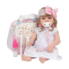 Imagem de Boneca Reborn Realista Loira Enxoval Completo Vários Itens