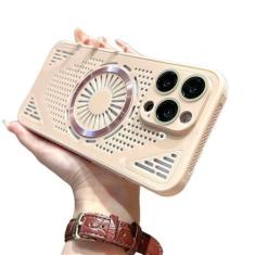 Imagem de Capa de telefone com dissipação de calor magnética, para iphone 15 14 13 12 pro max, cor doce, capa de resfriamento respirável, rosa, para iphone 12 pro