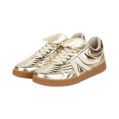 Imagem de Rosella Carlie Tênis de caminhada feminino, sem cadarço, cano baixo, confortável, casual, atlético, antiderrapante, moderno, tênis de corrida, Dourado, 38