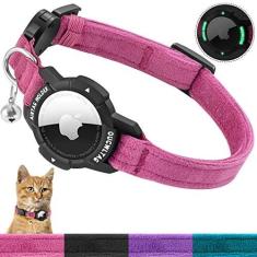 Imagem de Coleira luminosa para gatos AirTag, coleira OUCWLTAG GPS para gatos com suporte para Apple Air, coleiras rastreadoras de gatos com faixa elástica de segurança para meninas, meninos, gatinhos e