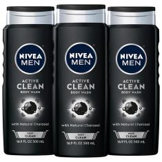 Imagem de Sabonete líquido Nivea Men deep Active Clean Charcoal 500 ml, pacote com 3