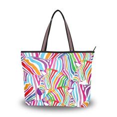 Imagem de ColourLife Bolsa de ombro colorida Zebras com alça superior bolsa de mão para mulheres, Colorido., Medium