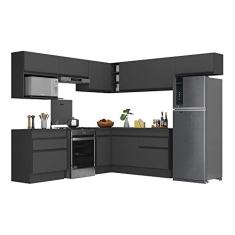 Imagem de Armário de Cozinha Completa de Canto com Rodapé Veneza Multimóveis V2106 Preto