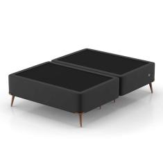Imagem de Base Para Cama Box Casal Com Entrada Usb Night (45X138x188 Cm) Suede Preta