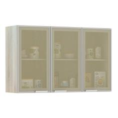 Imagem de Armário para Cozinha 120 cm 3 Portas Vidro Reflecta Bronze Luciane Móveis