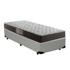Imagem de Cama Box Solteiro Colchão Mola Bonnel Belos Sonhos + Box Sintético 60x88x188 Marrom