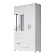 Imagem de Guarda Roupa Solteiro Madri Branco Flex Com Espelho Moval