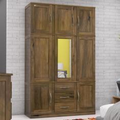 Imagem de Guarda-Roupa Solteiro Paris 8 Portas 3 Com Espelho Gavetas Madeira Mac